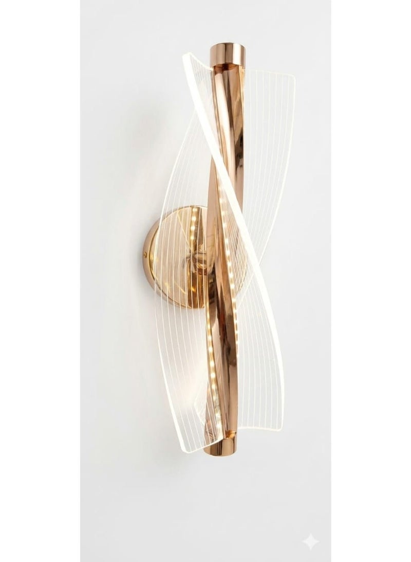 Humars Modern Spiral LED Wall Sconce – Luxury Rose Gold Acrylic Ribbon Wall Light for Living Room, Bedroom, and Hallway - Image 1