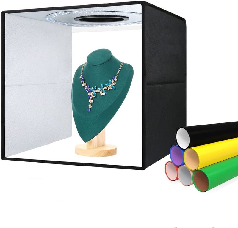 Jubilant Portable Photo Studio Light Box, 40cm Professional Dimmable Shooting Tent Kit with 6 Kinds Double-Sided Color Backgrounds for Product Photography (Black-40cm Studio Box) - Image 1