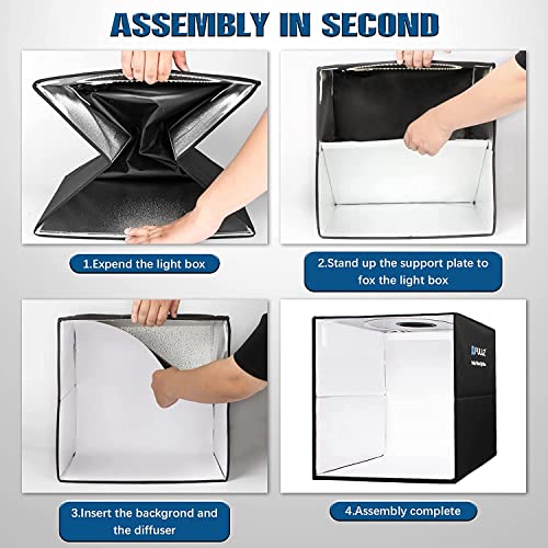 Jubilant Portable Photo Studio Light Box, 40cm Professional Dimmable Shooting Tent Kit with 6 Kinds Double-Sided Color Backgrounds for Product Photography (Black-40cm Studio Box) - Image 5