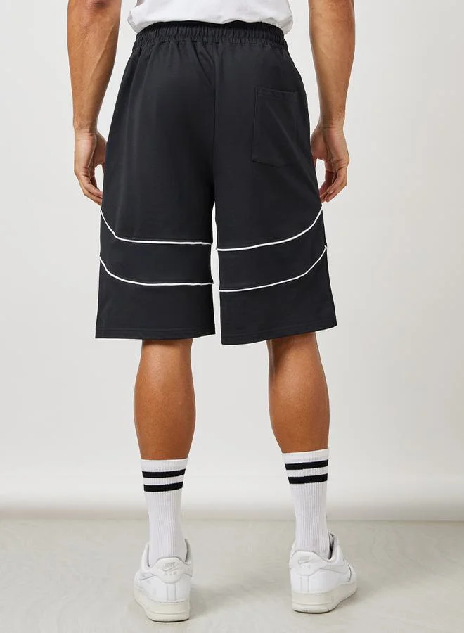 Styli Terry Oversized Shorts with Contrast Piping Detail