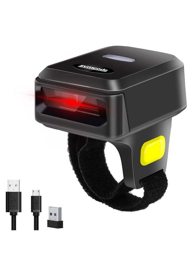 symcode Portable Ring Bluetooth Barcode Scanner Wireless 2.4Ghz &Usb Wired 3 In 1 Connection Windows.Mac Os.Android.Portable Wearable Mini Finger Bar Code Scanners  - Image 2