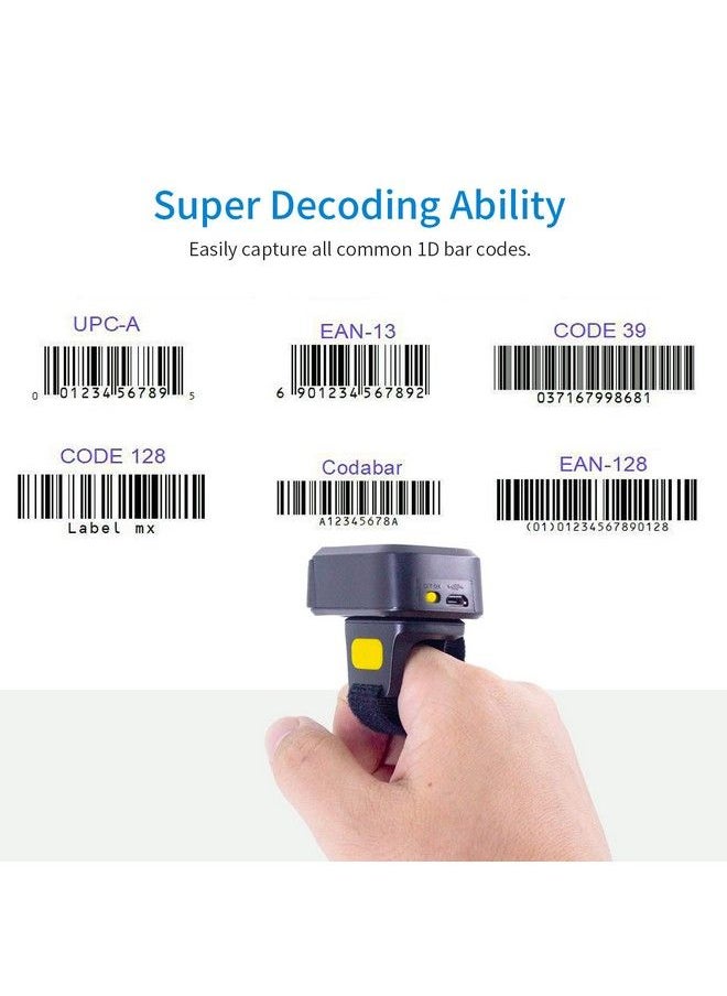 symcode Portable Ring Bluetooth Barcode Scanner Wireless 2.4Ghz &Usb Wired 3 In 1 Connection Windows.Mac Os.Android.Portable Wearable Mini Finger Bar Code Scanners  - Image 3
