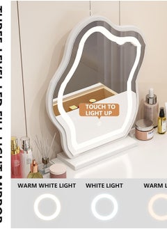 Organized Home Makeup Vanity Desk with Mirror and Lights Adjustable Side Cabinet Storage Drawer Included Petal Chair Perfect for Bedroom White  - Image 5