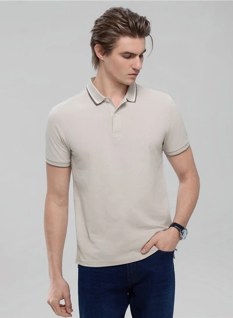 Men’s Slim Pique Solid Polo with Flat Knit Collar
