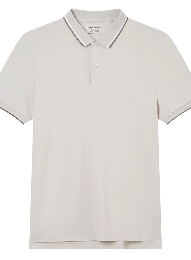 GIORDANO  Men’s Slim Pique Solid Polo with Flat Knit Collar for Men | Best Price UAE
