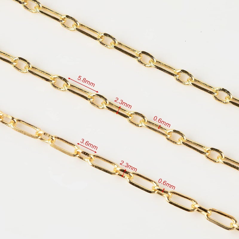 YOUBEIYEE 32.8 Feet 18K Gold Plated Jewelry Chain Paperclip Necklace Chains Bulk for Women Bracelet DIY Craft Chain Roll Jewelry Supplies Findings - Image 3