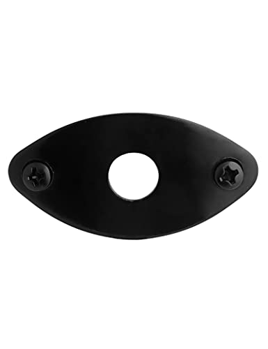 Bogart Guitar Jack Socket Plate Curved Oval Football Style Output Jack Plate Compatible with Les Paul Ibanez Jackson Guitar or Bass with Mounting Screws Black. (HJ 003-BK) - Image 4
