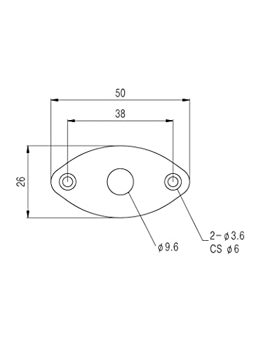 Bogart Guitar Jack Socket Plate Curved Oval Football Style Output Jack Plate Compatible with Les Paul Ibanez Jackson Guitar or Bass with Mounting Screws Black. (HJ 003-BK) - Image 3