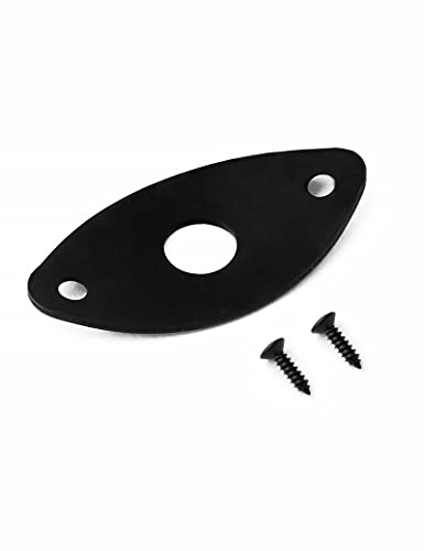 Bogart Guitar Jack Socket Plate Curved Oval Football Style Output Jack Plate Compatible with Les Paul Ibanez Jackson Guitar or Bass with Mounting Screws Black. (HJ 003-BK) - Image 2