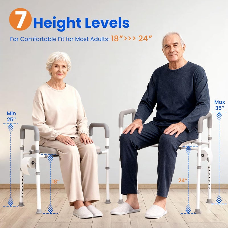 Agrish Raised Toilet Seat with Handles - Width & Height Adjustable Toilet Seat Risers for Seniors, Heavy Duty Handicap Toilet Riser, Fit Any Toilet, Up to 400lbs - Image 5