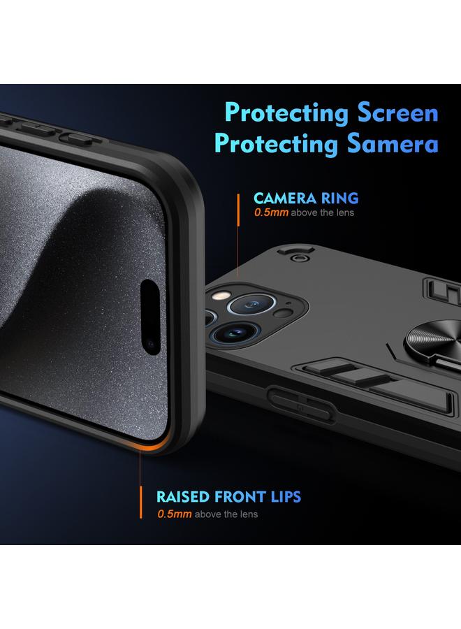 S-TOP Case For iPhone 13 Pro Shockproof Metal Ring Holder Phone Case - Image 3