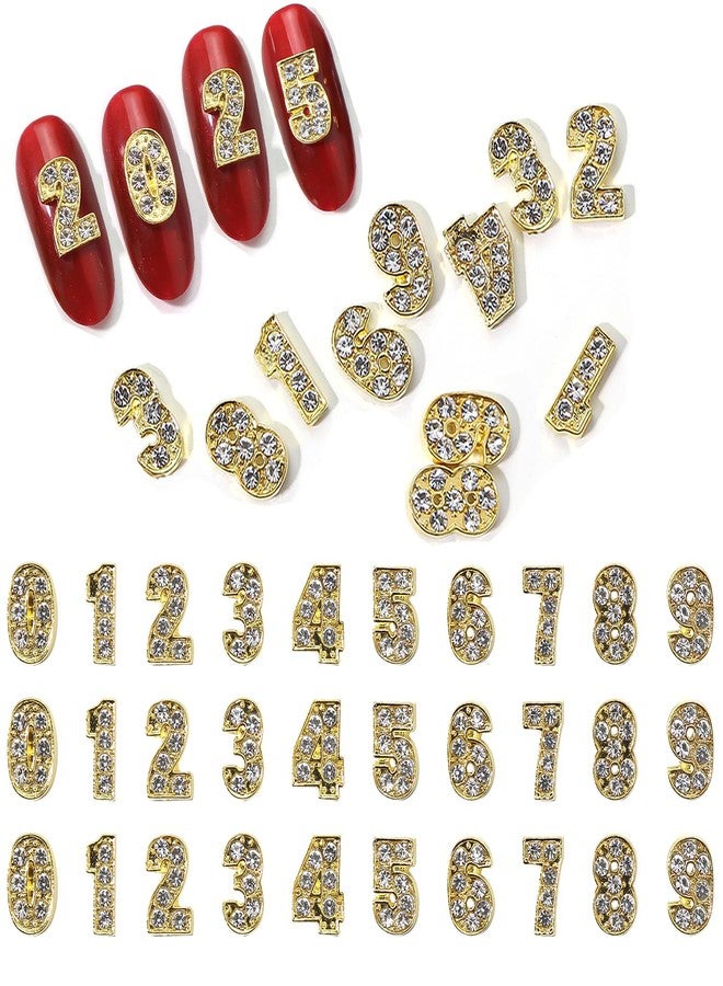 JERCLITY 30 Pieces Gold Number Nail Charms (0-9) for Nails Arabic Numerals 3D Nail Art Charms for Acrylic Nails Alloy Nail Rhinestones and Charms Nail Number Charms Gems for Women - Image 1