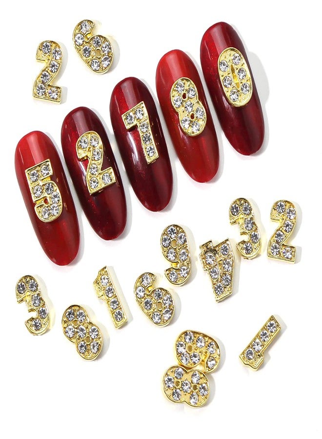 JERCLITY 30 Pieces Gold Number Nail Charms (0-9) for Nails Arabic Numerals 3D Nail Art Charms for Acrylic Nails Alloy Nail Rhinestones and Charms Nail Number Charms Gems for Women - Image 3
