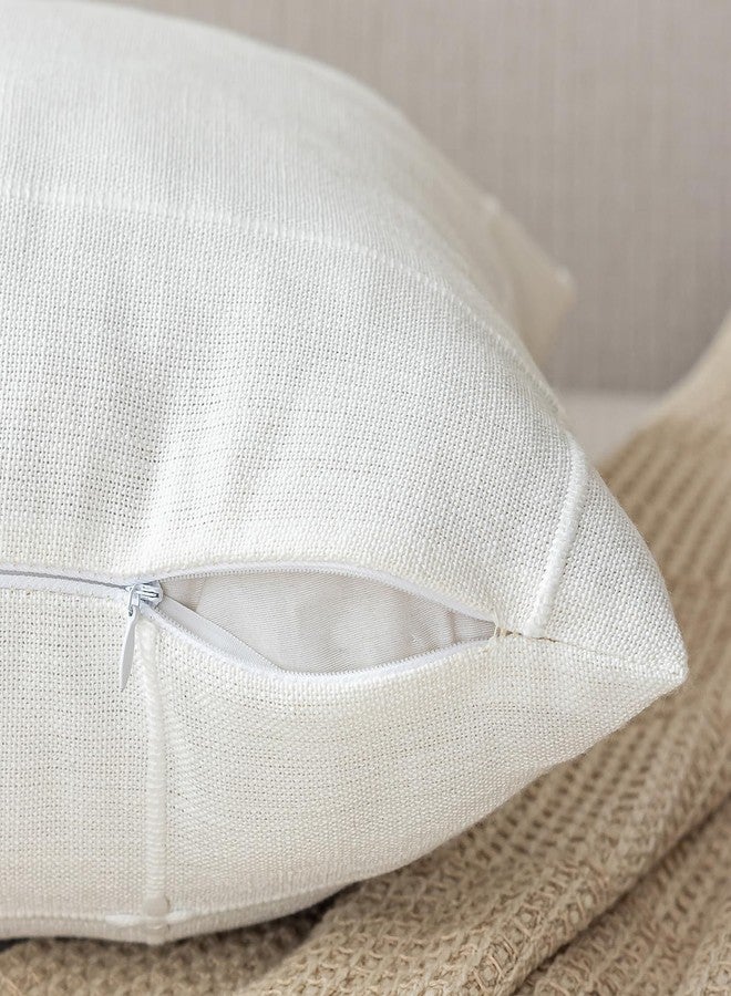 vctops Rustic Lattice Cotton Linen Decorative Throw Pillow Cover Embroidery Square Cushion Cover Pillowcase for Sofa Bedroom Couch (Plaid White, 24"x24") - Image 5