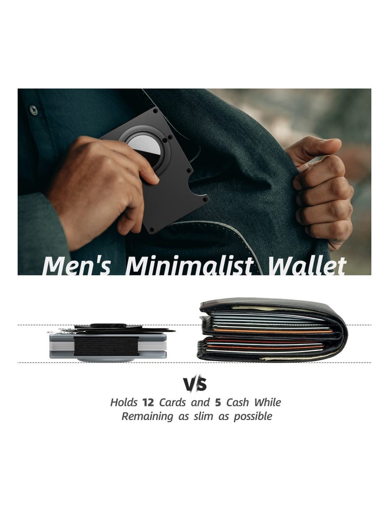 Y&D For AirTag Wallet, Minimalist Slim RFID Blocking for Air Tag Holder Front Pocket Metal Card with Cash Strap (Gunmetal) - Image 5
