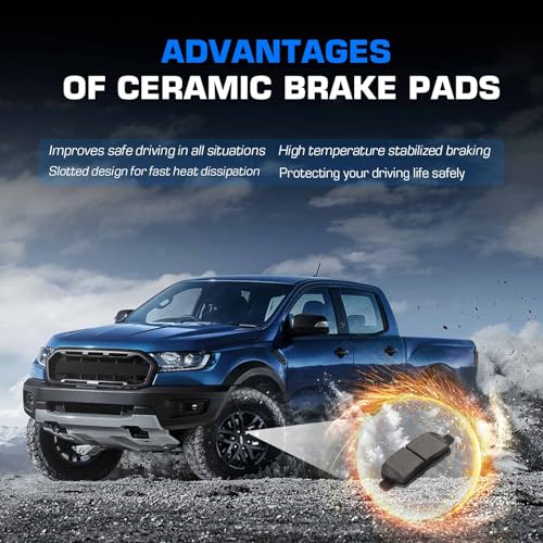 ILONPA Front Ceramic Rear Semi-metallic Disc Brake Pads Set for Nissan Altima 2013 2014 2015 2016 2017 2018 2019 8PCS(With Hardware) - Image 4