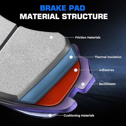 ILONPA Front Ceramic Rear Semi-metallic Disc Brake Pads Set for Nissan Altima 2013 2014 2015 2016 2017 2018 2019 8PCS(With Hardware) - Image 3