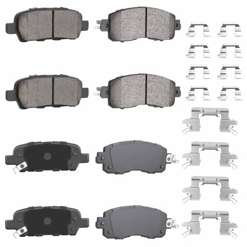 ILONPA Front Ceramic Rear Semi-metallic Disc Brake Pads Set for Nissan Altima 2013 2014 2015 2016 2017 2018 2019 8PCS(With Hardware) - Image 1