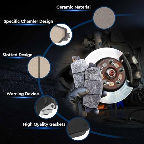 ILONPA Front Ceramic Rear Semi-metallic Disc Brake Pads Set for Nissan Altima 2013 2014 2015 2016 2017 2018 2019 8PCS(With Hardware) - Image 5