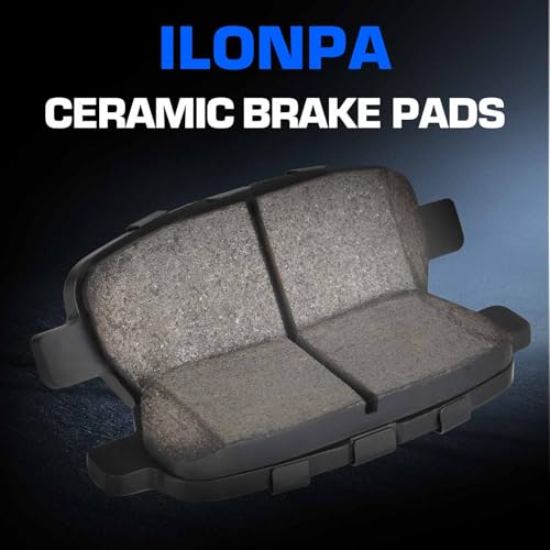 ILONPA Front Ceramic Rear Semi-metallic Disc Brake Pads Set for Nissan Altima 2013 2014 2015 2016 2017 2018 2019 8PCS(With Hardware) - Image 2