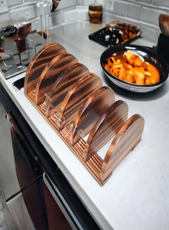 Treegift Wooden Dish Rack,Plate Stand,Utensil Holder,Utensil Rack,Plate Rack for Modern Kitchen Storage,Dining Table.Pinewood,Size- (11" x 6" x 3") inch (Single) - Image 1