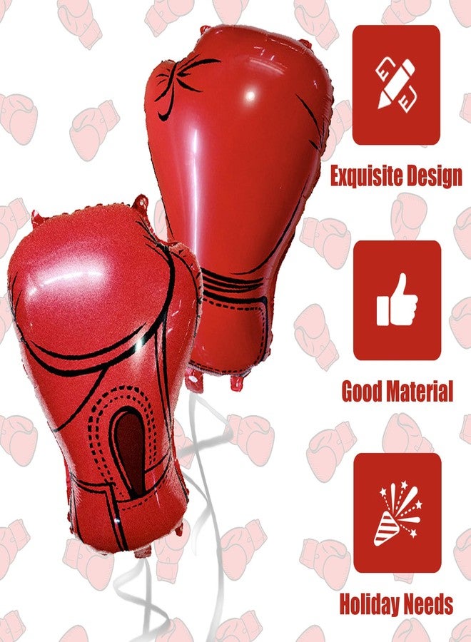 Ysqool 4Pcs Inflatable Boxing Gloves Balloons, Boxing Birthday Party Decorations, Red Wrestling Party Supplies Balloons for Boys Men Fight Sports Theme Boxer Party Decor, 20 Inch - Image 3