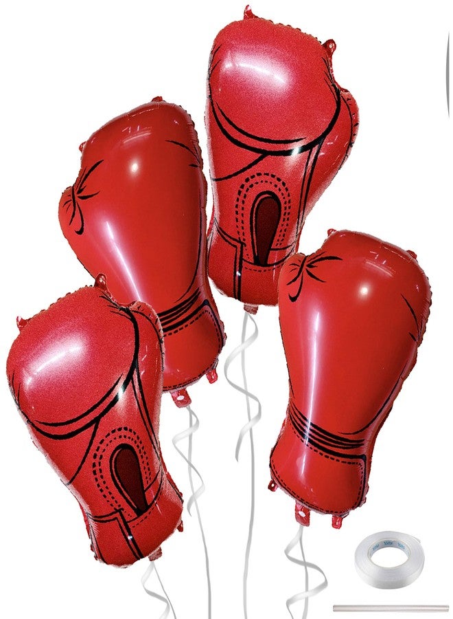 Ysqool 4Pcs Inflatable Boxing Gloves Balloons, Boxing Birthday Party Decorations, Red Wrestling Party Supplies Balloons for Boys Men Fight Sports Theme Boxer Party Decor, 20 Inch - Image 1