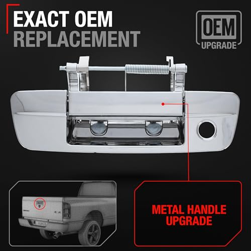 T1A Tailgate Handle Assembly Upgraded Metal Compatible with 20092012 Dodge Ram 1500 Ram 2500 Ram 3500 Liftgate Latch Handle All Chrome wKeyhole OEM 68044904AFACHMT 83201 - Image 3