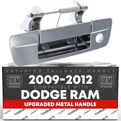 T1A Tailgate Handle Assembly Upgraded Metal Compatible with 20092012 Dodge Ram 1500 Ram 2500 Ram 3500 Liftgate Latch Handle All Chrome wKeyhole OEM 68044904AFACHMT 83201 - Image 1