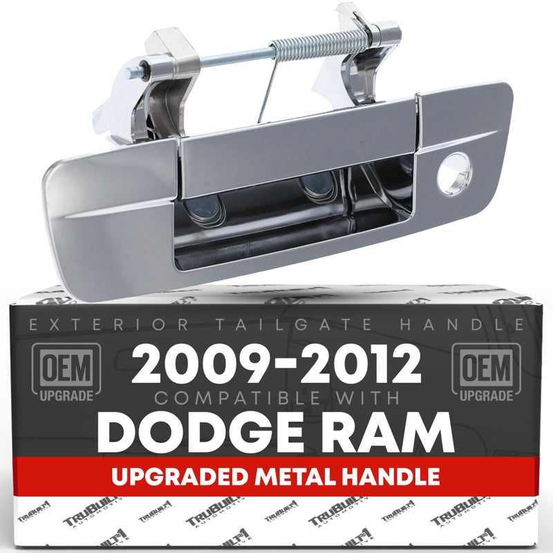 T1A Tailgate Handle Assembly Upgraded Metal Compatible with 20092012 Dodge Ram 1500 Ram 2500 Ram 3500 Liftgate Latch Handle All Chrome wKeyhole OEM 68044904AFACHMT 83201 - Image 2