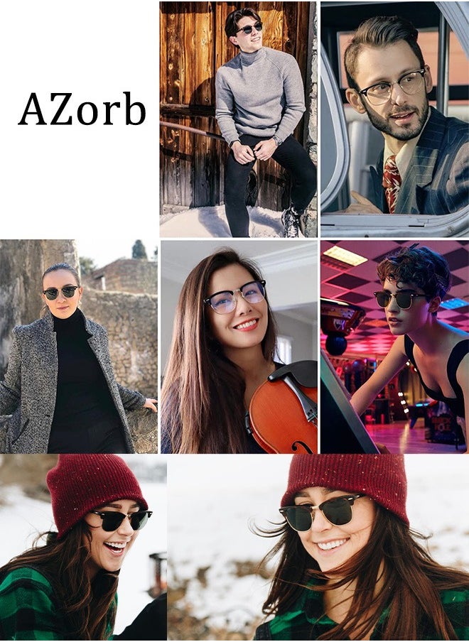 AZorb Semi Frame Sunglasses Men Women High Quality Classic Design Men's Ladies Sun Glassess Fashion Retro Sunglass Accessories UV400 Protection Shades for Driving Travel Daily  - Image 4