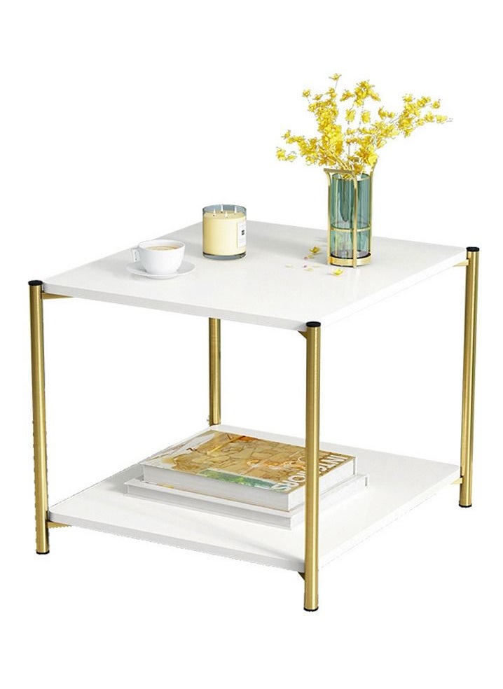 Generic Modern Wooden Coffee Table Marble Texture Two Layers Square Living Room Sofa Side Table  - Image 1