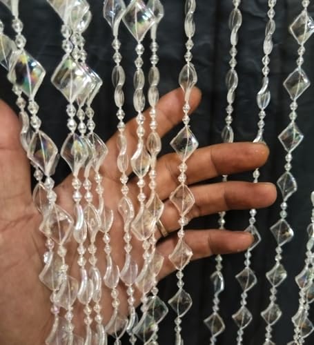 ave split Beaded Curtain Doorways Acrylic Hanging Door Beads String Curtains Tassel Room Divider Screen Decor for Doorway Window Living Room Wedding 050-f-g (Shiny Transparent) - Image 5