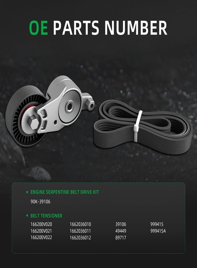 Riyhch Engine Serpentine Belt Drive Kit 90K-39106,for Toyota Camry 2012-2017 L4 2.5L,for Toyota RAV4 2009-2018 L4 2.5L,OE 166200V020,166200V021,1662036010, 1662036011,49449,999415,K060494 1060495 6PK1256 - Image 3