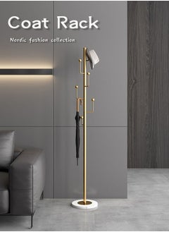 POWER (White) Coat Rack, Marble Base Freestanding Clothes Rack, Metal Coat Rack, Space Saving Hanger Storage Rack for Hanging Clothes, Handbags, Umbrellas  - Image 3