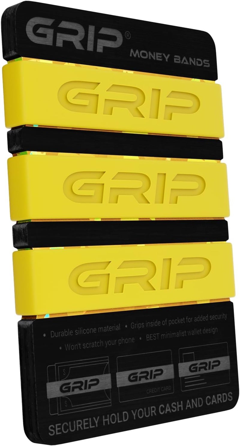 Grip Money Bands (Pack of 3) - YELLOW - Premium Silicone Band for Cash & Cards - Slim & Durable Design - Image 2