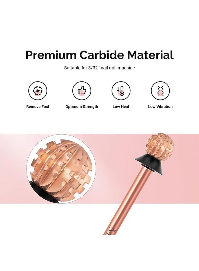 ميلودي سوزي بت باديكير على شكل كرة 5.0 مم، بتات كربيد التنجستن 3/32 بوصة، مناسبة لإزالة مسامير القدم والجلد الميت وبشرة الأظافر، بت للمبتدئين، ذهبي وردي، سلسلة بت-S، خشن للغاية - Image 4