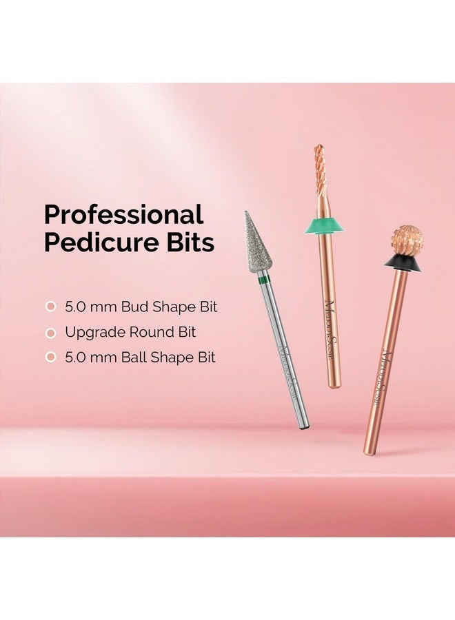 ميلودي سوزي بت باديكير على شكل كرة 5.0 مم، بتات كربيد التنجستن 3/32 بوصة، مناسبة لإزالة مسامير القدم والجلد الميت وبشرة الأظافر، بت للمبتدئين، ذهبي وردي، سلسلة بت-S، خشن للغاية - Image 2