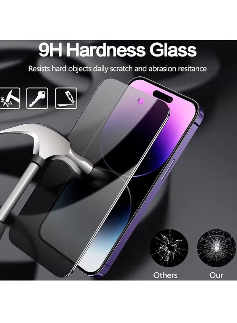 For iPhone 16 Pro Max,2PCS Privacy Tempered Glass Screen Protector and 2PCS Camera Lens Protector Set,9H Hardness Bubble Free Scratch Resistant Black - Image 4