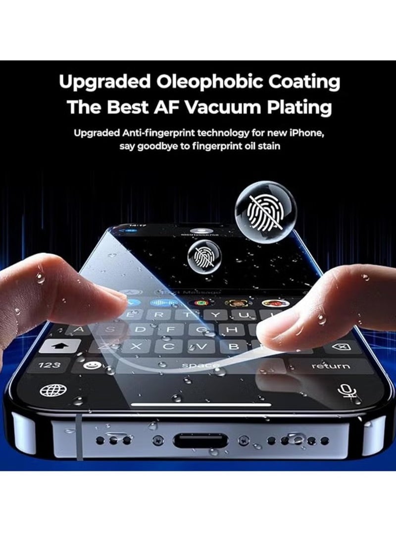 For iPhone 16 Pro Max,2PCS Privacy Tempered Glass Screen Protector and 2PCS Camera Lens Protector Set,9H Hardness Bubble Free Scratch Resistant Black - Image 3