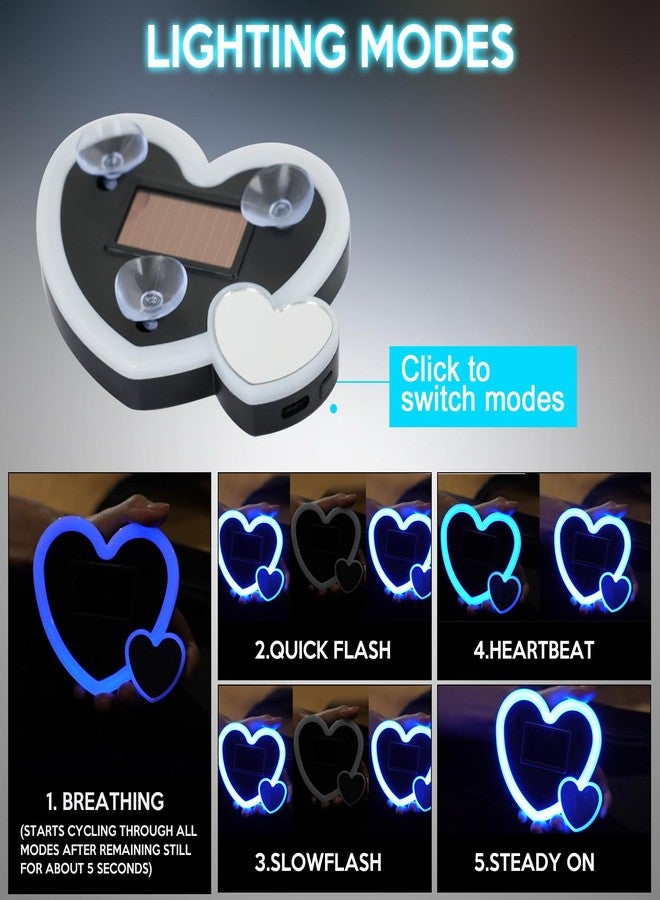 Aikertec 2PCS Valentine's Day Solar Heart Lights for Car - Auto On/Off at Night, No Wiring Needed, Waterproof Romantic Gift for Her/Him, Windshield Dashboard Decoration（Blue） - Image 4