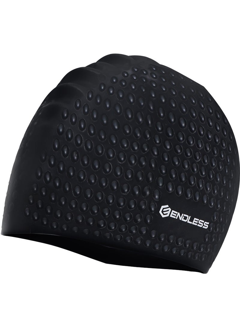 ENDLESS  Comfortable Silicon Swimming Cap with Bubble Design | Elastic Waterproof Swimming Cap for Long and Short Hair with Thicker Edge | For Adults, Women and Men  - Image 1