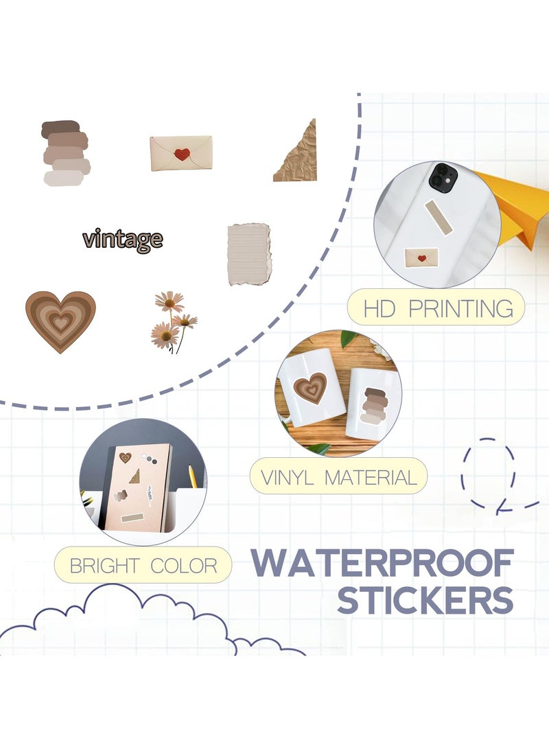 120Pcs Vintage Stickers, Waterproof Scrapbook Aesthetic Sticker, Daily Planner, Water Bottles, Handbook Junk Diary Stickers Teens Adults, Scrapbooking Supplies for DIY Paper Crafts - Image 5