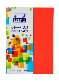 LEENO Paper Colored Solid A4 80g - RED 100 Sheets 