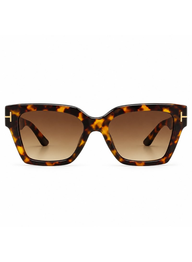 Geometric Cat-Eye Sunglasses with Tortoiseshell Frame and Brown Gradient Lenses - Image 2