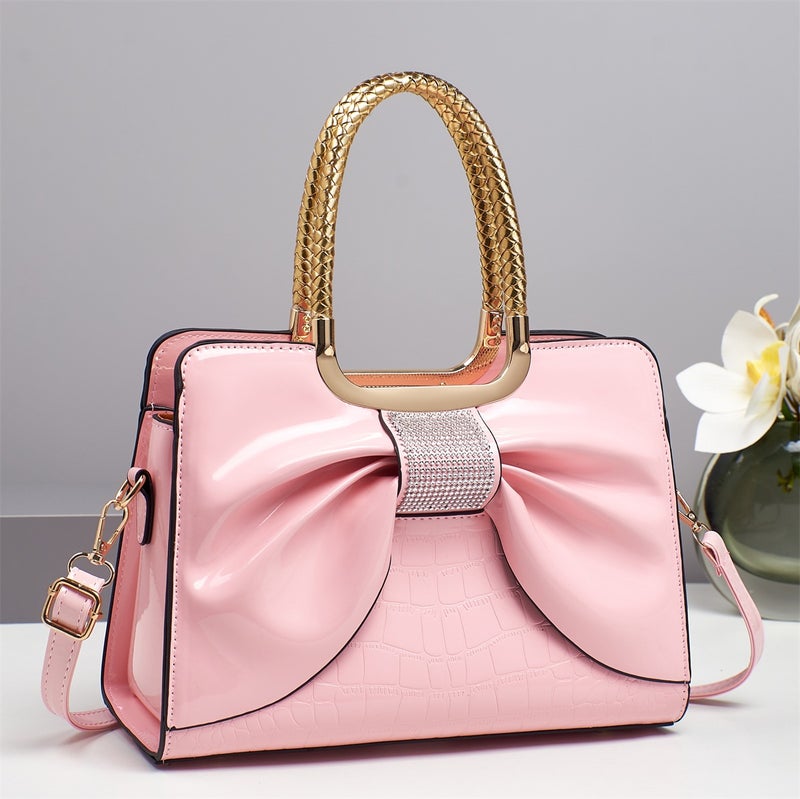 Luxury Lightweight European Style Bow-Knot Patent Leather Shoulder Bag