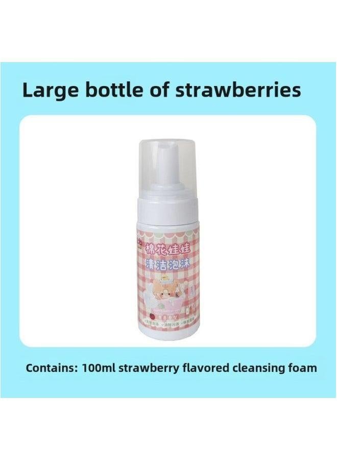 Cotton Doll Cleaner Blush Coat Cleaning Solution Foam Spray Plush Toy Cloth Dry Hair Care Solution-Color:100ml Strawberry Flavored Cleansing