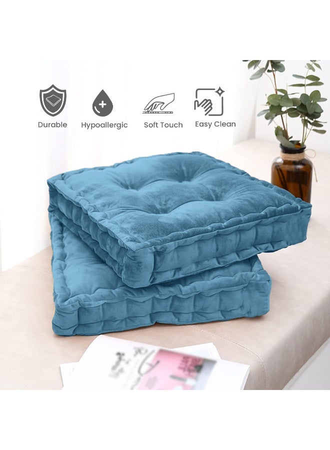 Rest Box Cushion Seat Pad Premium Velvet Chair Pad Adults Chair Armchair Navy Blue 40cm x 40cm + 8cm - Image 4