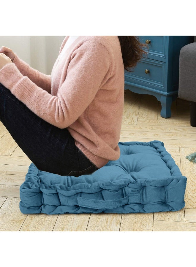 Rest Box Cushion Seat Pad Premium Velvet Chair Pad Adults Chair Armchair Navy Blue 40cm x 40cm + 8cm - Image 3
