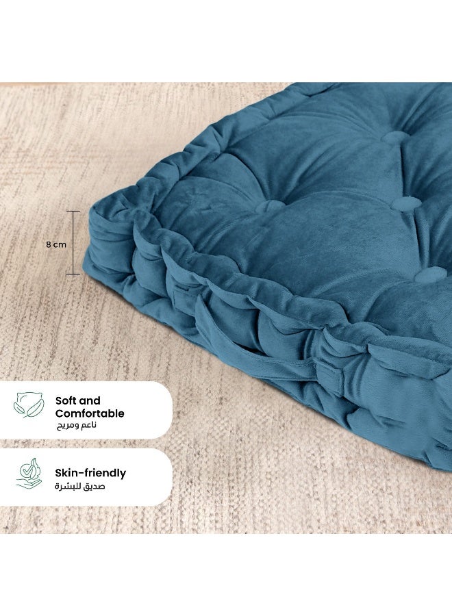 Rest Box Cushion Seat Pad Premium Velvet Chair Pad Adults Chair Armchair Navy Blue 40cm x 40cm + 8cm - Image 2